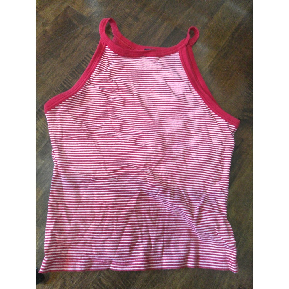 GAP Striped Halter Tank Top Womens M Red White Excellent Built-in Bra‎ Stretch